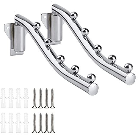2 Stück Kleiderhaken Balkon Klappbar Edelstahl, Kleiderlüfter Edelstahl Klappbar, Kleiderständer Klappbar Kleiderbügel Edelstahl Metall Wandmontage Handtuchhaken Wand Kleiderstange mit Schwenkarm