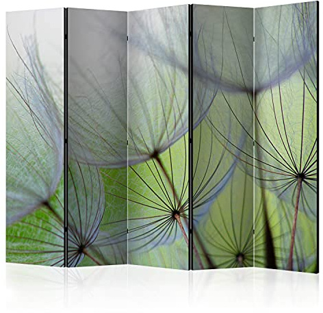 murando - Paravent Raumteiler Pusteblume, 225x172 cm, 5-teilig, Wohnzimmer | Mobiler Sichtschutz, sofort einsatzbereit, Holzrahmen, ideal fürs Wohnzimmer oder Büro, geruchsneutral, lichtbeständig