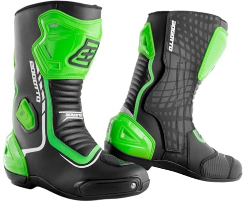 Bogotto Race-X Motorrad Stiefel, schwarz/grün, 46