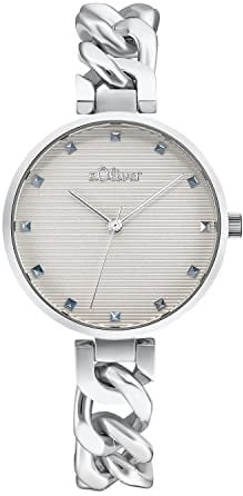 s.Oliver Armbanduhr Damen Quarzuhr Analog, mit Edelstahl Armband, Silber, 3 bar Wasserdicht, Kommt in Uhren Geschenk Box, 2033521