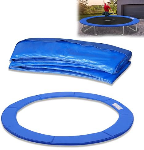 YRHome Bâche de protection pour trampoline - Diamètre : 244 cm - 305 cm - 366 cm - Résistant aux UV - Indéchirable - Protection des bords - Tapis de sécurité pour trampoline - Taille standard - Bleu