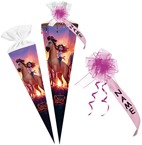 alles-meine.de GmbH mit Perlen Borte ! Schultüte - Pferd - Spirit 70-85 cm Größe wählbar inkl. Name + Verschluß-Schleife - Zuckertüte - Tüllabschluß/Filzabschluß - ec..