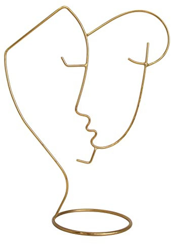 LaLe Living Deko-Objekt FAVORI Gesichter in Gold, 18.5 x 25 cm aus Eisen Dekofigur abstrakte Metalllinie minimalistische Kunst
