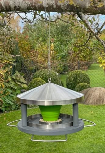 LicusDesign Vogelhaus zum Aufhängen wetterfest aus Edelstahl - Vogelfutterhaus - Futterhaus für Vögel hängend, Vogel Futterhaus modern - Vogelhäuschen, Vogelfutterspender Vogelfutterstation