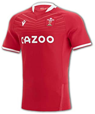 Macron Unisex Welsh Rugby 2022/23 Home Body Fit Match Shirt, rot, M