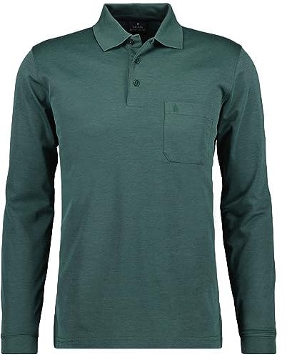 RAGMAN Herren Softknit-Polo mit Brusttasche, Langarm Moosgrün-318, L