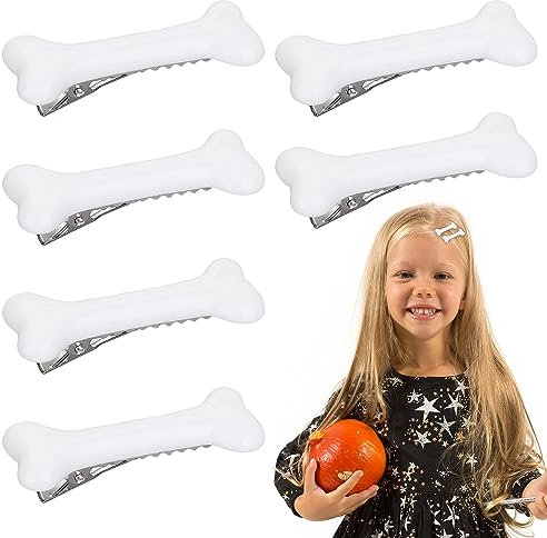 WLLHYF 6 Stück Weihnachten Knochen Haarspange Schädel Skelett Haarnadeln Seite Haarspange Halloween Weihnachten Cosplay Kostüm dekorative Haare Barettes Zubehör für Frauen Mädchen