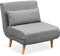 EVERGREENWEB - Sillón Cama Individual Convertible | Butaca de Salon con colchón Individual y cojín tapizado | Sofá Clic-clac de 1 Plaza con Patas de Madera | FOLDY 80, Gris