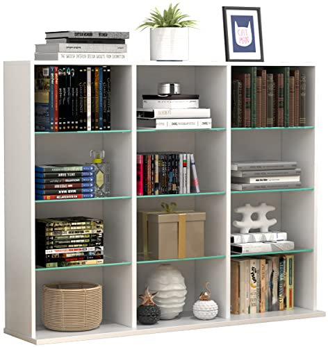 VCM Holz CD DVD Standregal Bücherregal Raumteiler Deko Regal Glas Zilas L