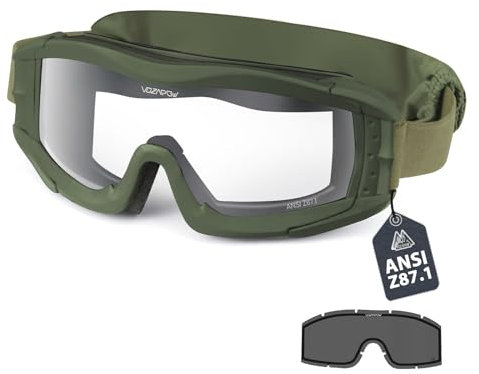 VOZAPOW Airsoft-Schutzbrille, beschlagfrei, mit ANSI Z87.1 zertifiziert, stoßfest, taktische Schießbrille