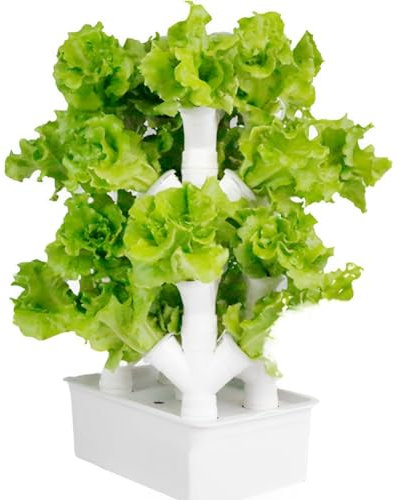 QUTBAG Vertikaler Hydrokulturturm, Gemüsepflanzenturm, PVC-Rohr-Hydrokultur-Set, Hydrokultur-Pflanzausrüstung für Blattgemüse, Kräuter, Salat und Obst 24Holes