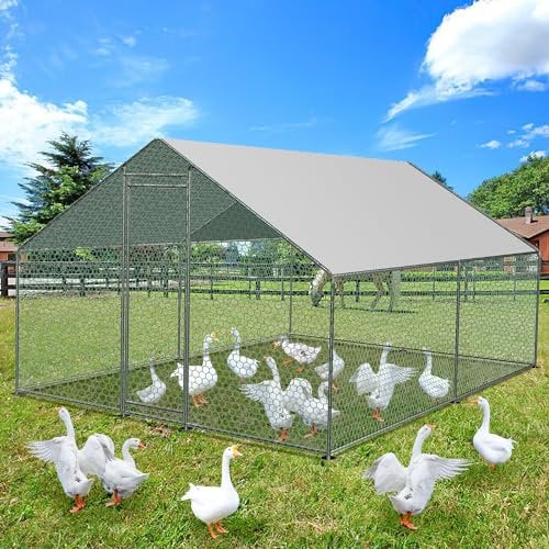 Jopassy Freilaufgehege Hühnerstall 3x3x2m, Außengehege Verzinkter Stahl Kleintierstall, Geflügelstall mit Schloss, Freigehege für Hühnerkäfig, Kleintiere Vogelkäfig und Haustierkäfig