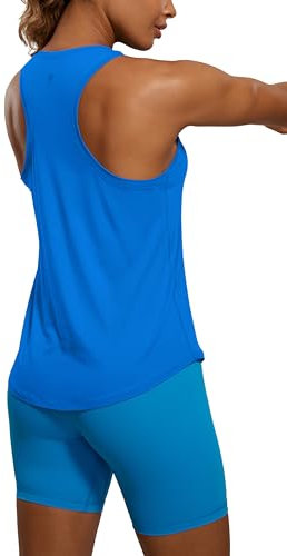 CRZ YOGA Damen Sport Tank Top Racerback Fitness Gym Top Baumwolle Oberteile Locker Atmungsaktiv Ärmellos Tops Funkelndes Blau 42