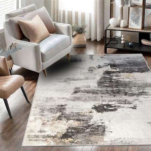 Safunion Teppich Wohnzimmer Großer Moderner Abstrakter Teppiche KurzFlor Weicher Carpet für Schlafzimmer(Abstraktes Braun/Multi, 80 x 120 cm)