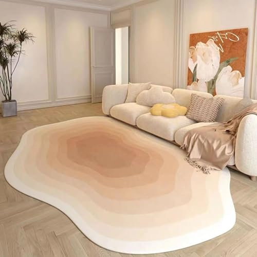 PUIOKA Teppiche – Kunstkaschmir-Teppich, Ombre-Teppich, einfacher, weicher, bequemer, waschbarer Teppich mit unregelmäßiger Form und Rutschfester Rückseite