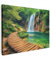 MuchoWow© Bild auf Leinwand 70x50 cm Schlafzimmer Bilder Badezimmer Wand Deko Wohnzimmer Modern Wanddeko Bilderwand Geschenk Wasserfall - Dschungel - Pfad - Grün - Natur - Wasser