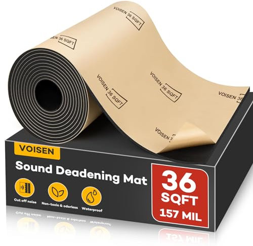 VOISEN Tappetino fonoassorbente per auto, 4 mm, 36 mq, in schiuma a cellule chiuse e isolamento termico, materiale fonoassorbente e barriera termica