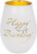 Toptime Windlicht Geburtstag, Weiß Gold Teelichthalter mit Happy Birthday Gravu, Elegante Teelichtgläser für Tischdeko, Windlicht Glas Outdoor