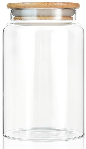 INCETUE Vorratsdosen Glas mit Deckel, 900ML Vorratsgläser mit Luftdicht Bambusdeckel, Deko Küche Glasbehälter für Müsli, Pasta, Nudeln, Mehl, Kaffeebohnen, Overnight Oats - Mittlere