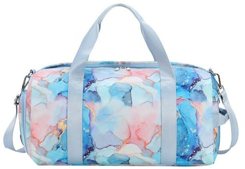 SellerFun Reisetasche für Teenager, Damen, Mädchen, Sporttasche, Balletttasche mit Schuhfach, hellblau, 23 Liters, Reisetasche