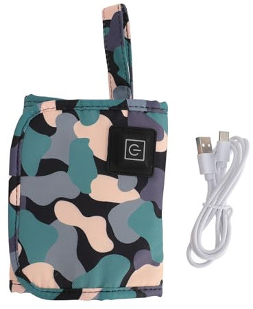 ViaGasaFamido Milchflaschenwärmer, USB-Aufladung, Konstante Temperatur, Isolierung für Säuglingsflaschen, Reiseträger, Tragbares Baby-Pflegegerät für Zuhause, Auto Im Freien (Black)