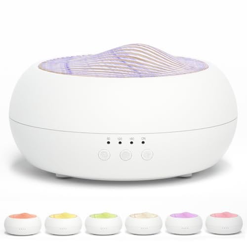 SALKING Aroma Diffuser, 250ml Ultraschall Öl Aromatherapie Diffusor für ätherische Öle, Raumbefeuchter Elektrisch Duftlampe, 7 Farbe Weiß Holzmaserung Diffusor für Zuhause Büro Oder Yoga