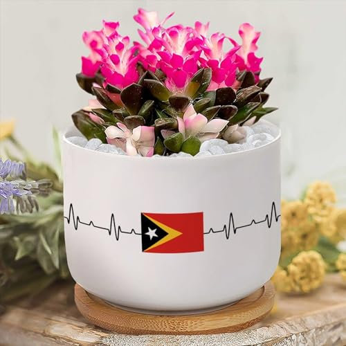 Yelolyio Pots de fleurs personnalisés en céramique avec drapeau de la Thaïlande Motif battements de cœur Petit pot de fleurs en céramique pour plantes d'intérieur