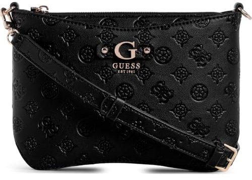 GUESS Damen Gerty Crossbody Top Zip Umhängetasche, Schwarz