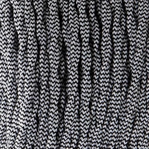 DC Voltage 3 Core Electrical Cable - 5 Meters / 16.4FT, Braided Cable, Vintage Flex Twisted Fabric Wire Cord for DIY Lamps, Industrial Pendant Light, Lighting Appliances (Black, White)