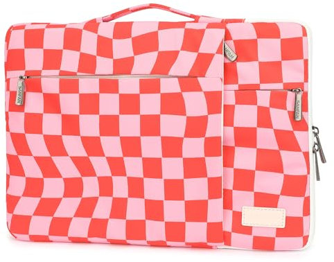 SANFAN Housse de protection pour ordinateur portable 360° avec 3 poches, poignée et bandoulière pour bagages, motif soleil, lune et étoiles sur fond bleu marine, échecs, 14 inch-14.4 inch