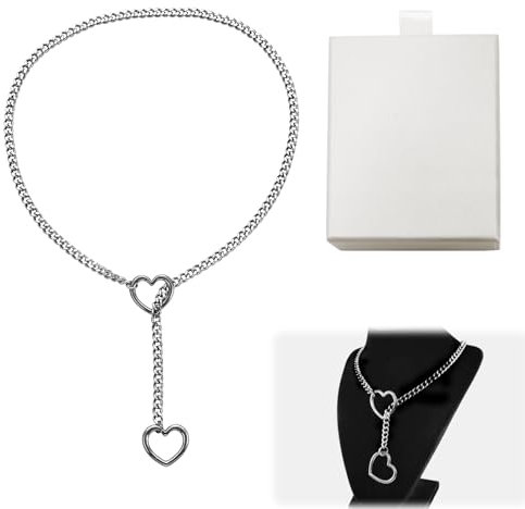 Herz Slip Kette,Gothic Punk Slip Chain,Choker Herz,Sexy Slip ChainChoker,Herz Kette Damen Halsband,Heart Necklace,für Frauen Choker Halskette Intimschmuck,Schmuck Love Chains Holder,O-ring,Stahlfarbe