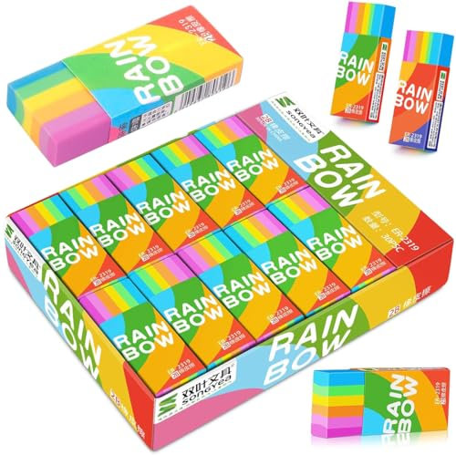 YOYEAH 30 Stück Radiergummi Kinder, 2B Regenbogen Radiergummis, sicheres und weiches Material, perfekt für Einschulung und als Mitgebsel Erasers for Kids Radiergummi Würfel für Kinder