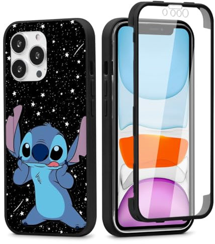 Omyzo Anime Case for iPhone XS Max Case 6,5,360° Full Body Shockproof Protective Case with Built-in Screen Protector Silicone TPU Bumper Cute Kawaii Cartoon Funny Pattern Cover,Black Cartoon