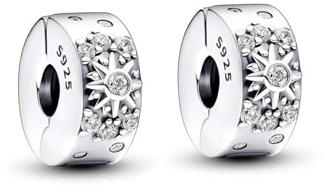 Fokroin 2 Stück Charm Anhänger Damen 925, Charm Anhänger, Frauen Armband Halskette Anhänger Set, Kompatibel mit Pandor Europäischen Armbändern und Halskette