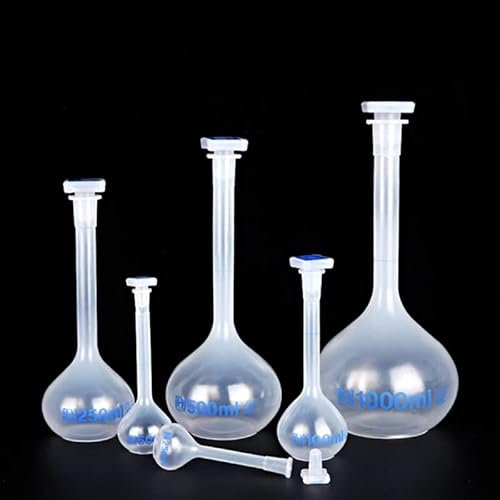 Ballon en verre pour laboratoire, Fiole graduée volumétrique en plastique blanc transparent à col long de 25 ml à 1000 ml(25ml 4pcs)