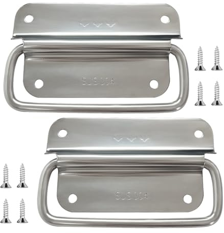 RYHHH 2 Stück Hardware Boxen Griffe mit Schrauben, Kistengriff Klappbar für Kisten, Rostfrei Boxengriff, für Toolbox Aufbewahrungsbox Werkzeug Boxen Hardware Crates(100 x 59 mm, Silber)