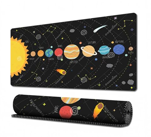 Children's Desk Mat,Solar System Wipe-Clean Universe Rubber Desk Pad 30 x 70 cm Robust Desk Pad for Boys and Girls Ideal for School and Home