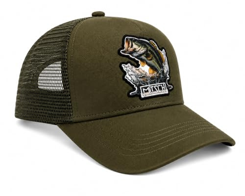 Mitsch Angler Trucker Cap Angelcap – Outdoor Basecap mit atmungsaktivem Mesh & hochwertigem Fisch-Patch – Verstellbar, Robust & Leicht – Perfekt zum Angeln, Wandern & für Freizeit