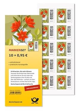 Deutsche Post Briefmarken ,95 Selbstklebend, Für Standardbriefe Bis Postkarten, 10er-Set Briefmarke Zu 0,95 Euro, 10x 0, 20g