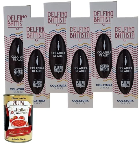 Italian Gourmet Delfino Battista Colatura di Alici, Italienische Sardellensauce aus Cetara, 6x100 ml