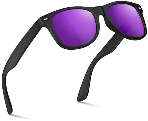 Qoasper Lunettes de Soleil Homme Femme Polarisées Style Vintage Classique, Monture Ultra Légère,Protection UV408, Lunettes de Conduite Haute Définition pour Sport,Pêche,Voyage-9- Noir/Violet