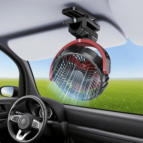 Ventilatore portatile a clip con rotazione a 360°, silenzioso, mini ventilatore elettrico robusto morsetto portatile piccola batteria per visiera auto, sedile posteriore, maniglie per ufficio