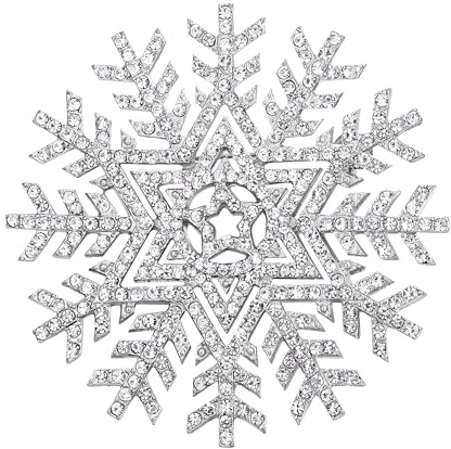 TENYE Brosche mit österreichischem Kristall, Schneeflocke, transparent