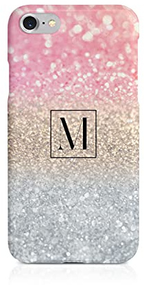 Personalised Compatible with iPhone 6 Plus & 6s Plus Tirita Hard Case Cover PRINTED GLITTER, NOT REAL GLITTER Faded Glitter Marble Bling Sparkly Luxury Custom Initials Name Bling