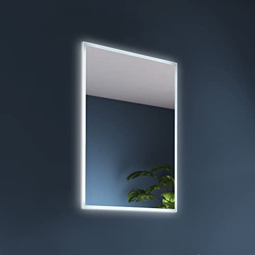 Illuminated Bathroom Mirror with LED Lights 390x500mm IP44 Rated - Glendale Bathroom Mirror with Lights, Heated Demister Pad, & Motion Sensor Switch, Rotatable Vanity LED Mirrors for Bathrooms
