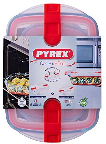 Cook & Head Set of 2 Rechth Schalen 28 x 20 x 8 (2.5 L) + 23 x 15 x 4 (0.8 L) Pyrex 913S065 (5)