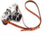 CANPIS Sangle d'appareil photo longue en cuir réglable avec coussin mobile pour appareil photo reflex numérique et SLR Sony, Fujifilm, Canon, Nikon, Olympus, Panasonic, etc., Rouge et marron.,