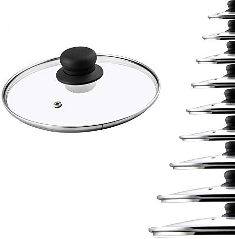 Recus Glass Lid, Heat-resistant with Plastic Handle, Steam Hole, Universal Round Lid in Transparent (22 cm)