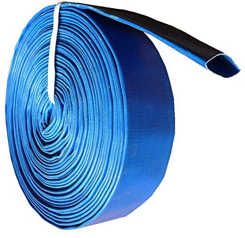 2 100 Metre Layflat Hose Roll PVC Water Delivery Discharge Pipe Pump Lay Flat Irrigation Blue