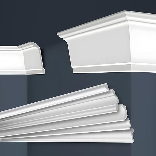 MARBET DESIGN moulures XPS polystyrène blanc - moulures de plafond moulures de finition de plafond moulures E - (50 mètres / 25 moulures E-37)
